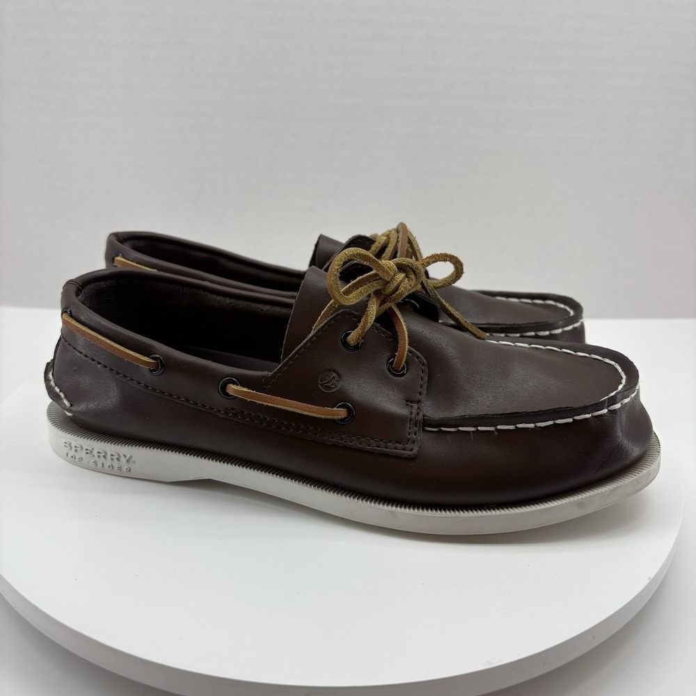 Sperry Authentic Original Leather Boat Shoe Size 5 Dark Brown Two-Eye